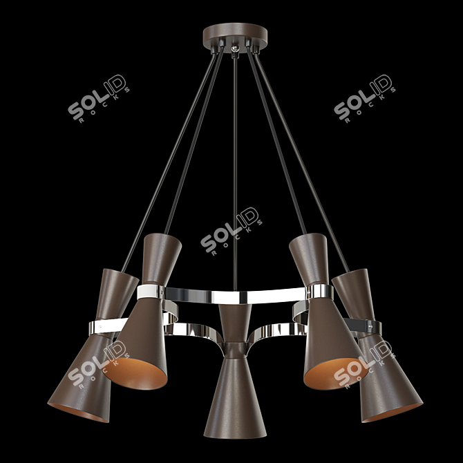 VANDA 5 Brown Metal Chandelier 3D model image 2