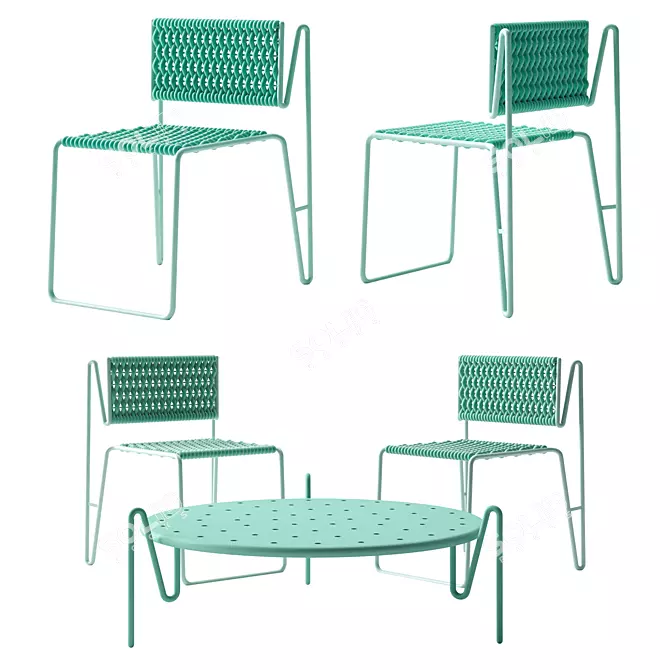 Elegant Foldable Chair & Table 3D model image 1