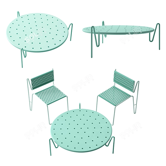 Elegant Foldable Chair & Table 3D model image 2