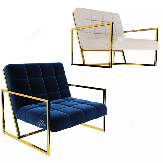 Luxurious Golden Lounge Chair 3D model image 1