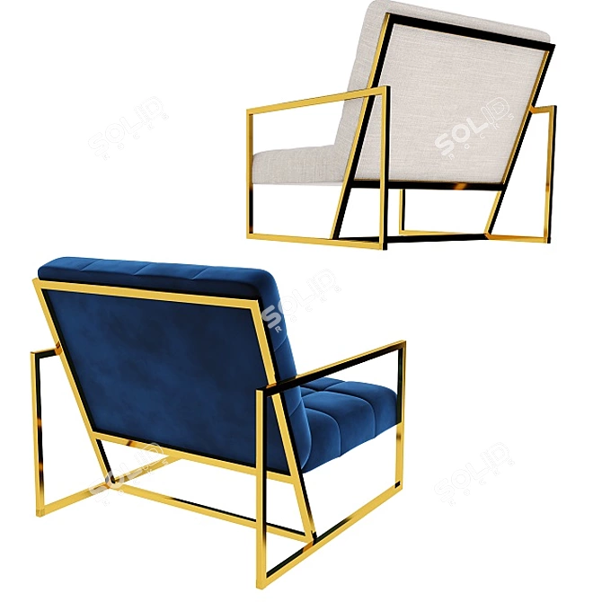 Luxurious Golden Lounge Chair 3D model image 2