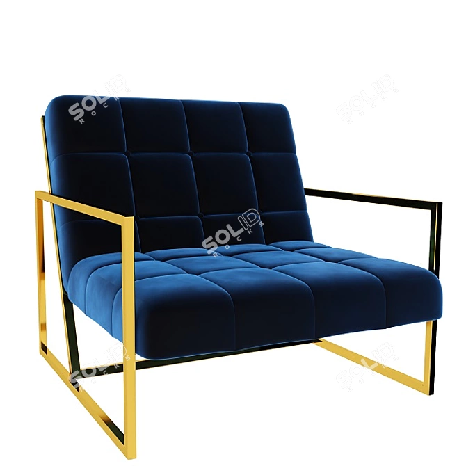 Luxurious Golden Lounge Chair 3D model image 3