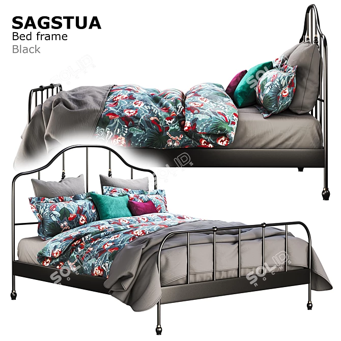 Sleek and Stylish: Ikea Sagstua Bed 3D model image 1