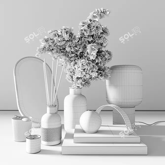 Glam Luxe Home Decor Set 3D model image 4