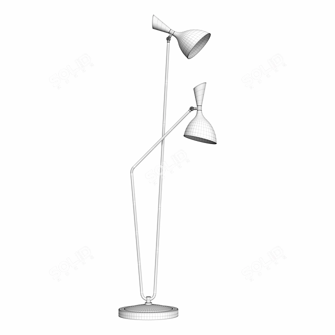 Modern Black Metal Floor Lamp with 2 Shades & Dimmable 3D model image 3