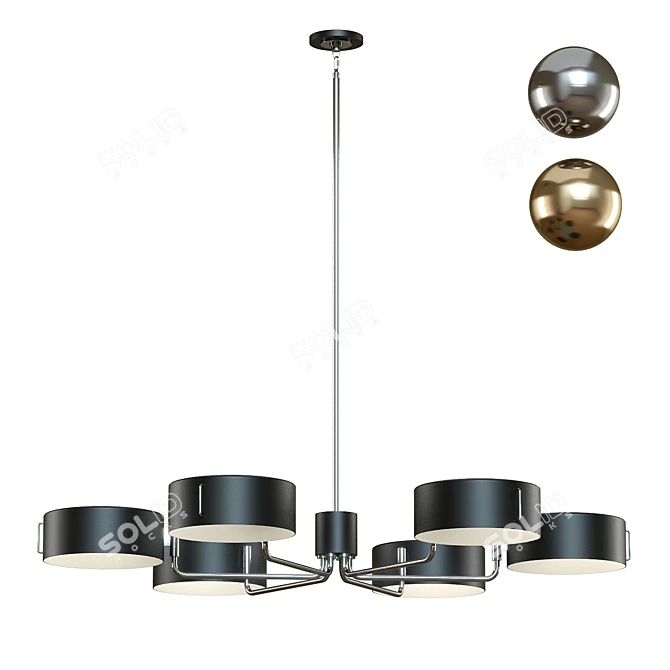 Sleek Nickel Axle Chandelier 3D model image 1