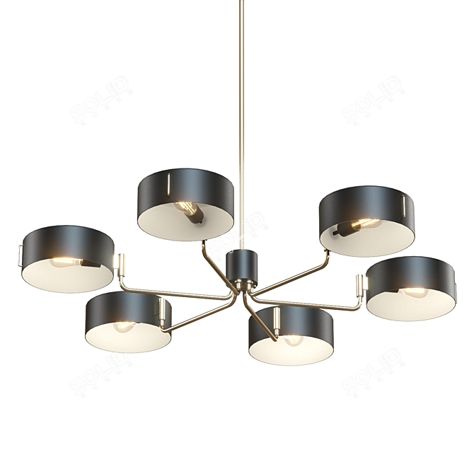 Sleek Nickel Axle Chandelier 3D model image 2