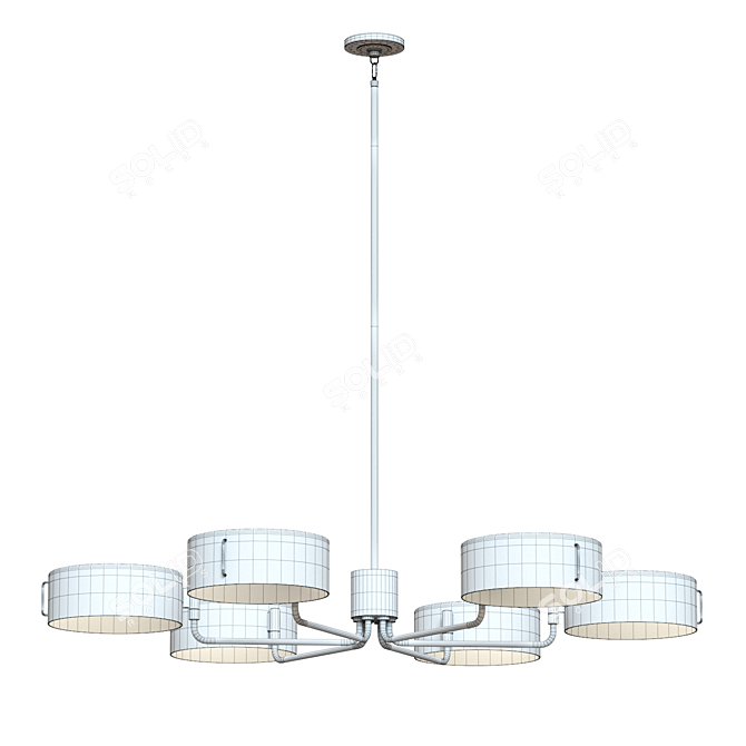 Sleek Nickel Axle Chandelier 3D model image 4