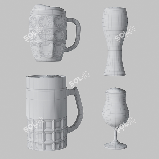 Sip in Style with Beer Mugs 3D model image 2