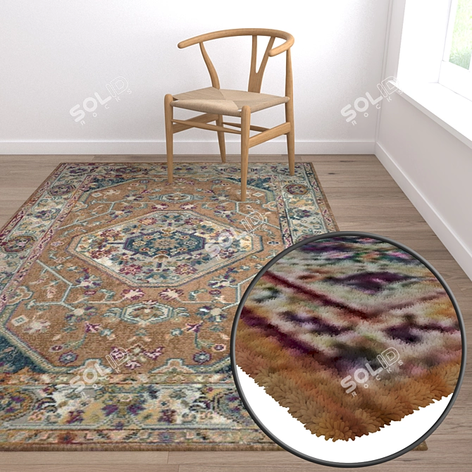 Luxurious 3 Carpet Set 3D model image 5