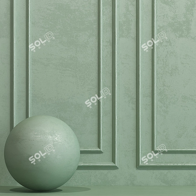 Smoke Green Decorative Plaster with Molding 3D model image 2