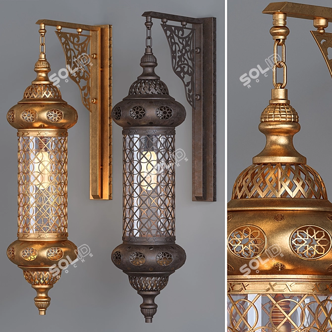 Golden Moroccan Wall Lights 3D model image 1