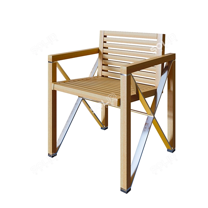 Vintage Wood Chair: Minimalist 90's Design 3D model image 1
