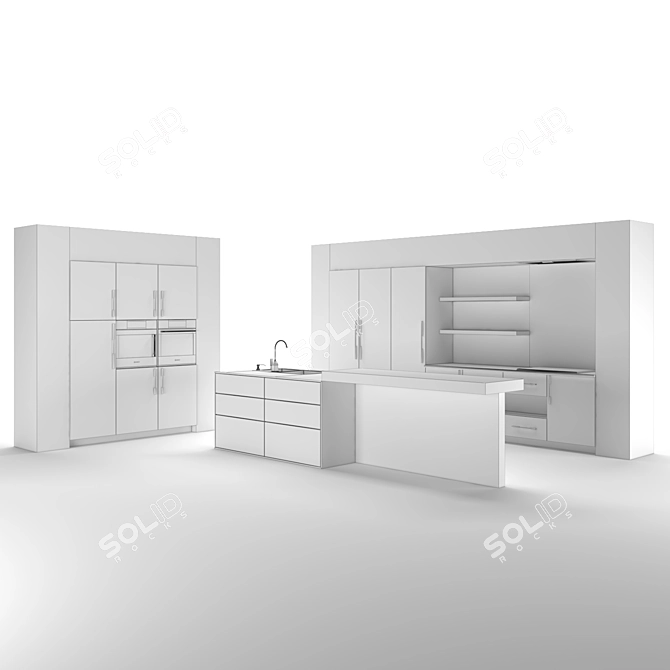 Modern Geometry Kitchen Set 3D model image 2