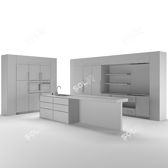 Modern Geometry Kitchen Set 3D model image 8