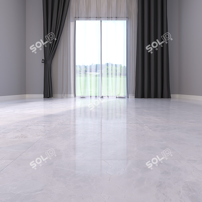 Alpha Bianco Marble Floor: Multi-Texture, High Quality Material 3D model image 2