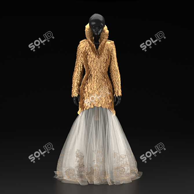 Elegant Alexander McQueen Dress Set 3D model image 1