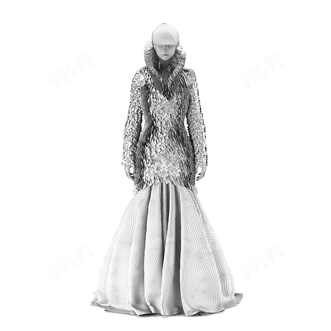 Elegant Alexander McQueen Dress Set 3D model image 4