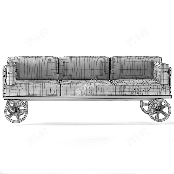 Industrial Revolution Dark Leather Sofa 3D model image 5