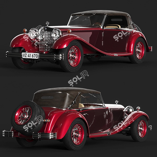 Classic Luxury: Mercedes 380 Cabrio 3D model image 1