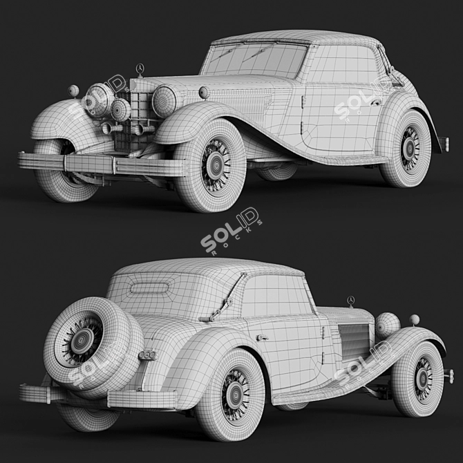 Classic Luxury: Mercedes 380 Cabrio 3D model image 5