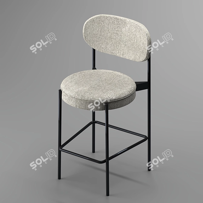 Sleek Steel Bar Stool 3D model image 1