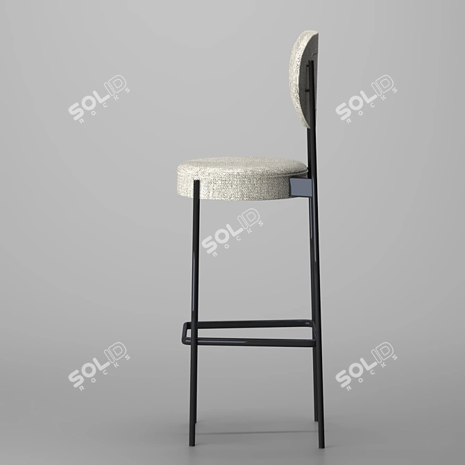 Sleek Steel Bar Stool 3D model image 2