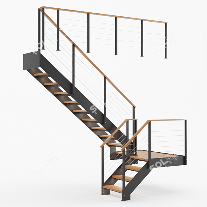 Industrial Loft Staircase 3D model image 2