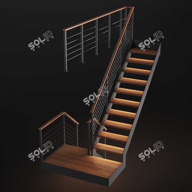 Industrial Loft Staircase 3D model image 4