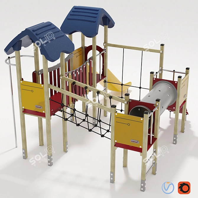 Kompan Four Tower Playground Set 3D model image 2