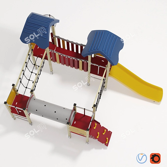 Kompan Four Tower Playground Set 3D model image 3