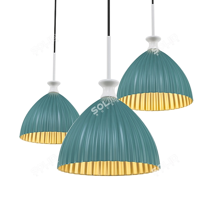 Edsel01 Pendant Light Collection - Ribbed Glass Shades 3D model image 1