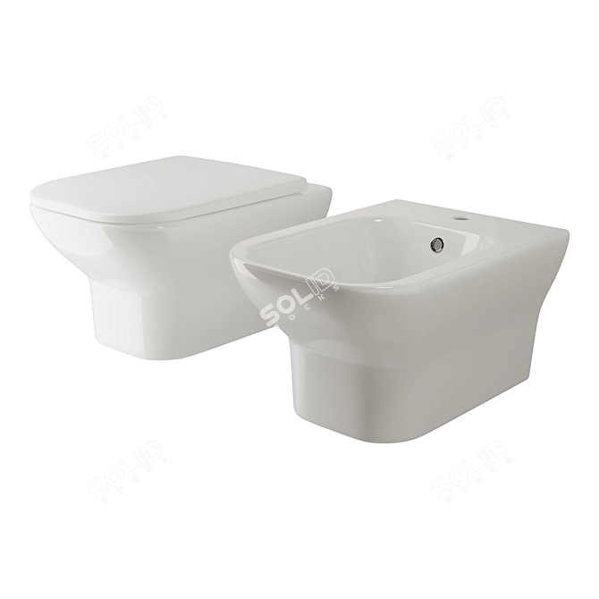 Elevate Your Bathroom with the Enjoy Wall Hung Toilet 3D model image 1