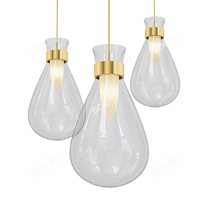 Gilded Glass Bulb Pendant 3D model image 1