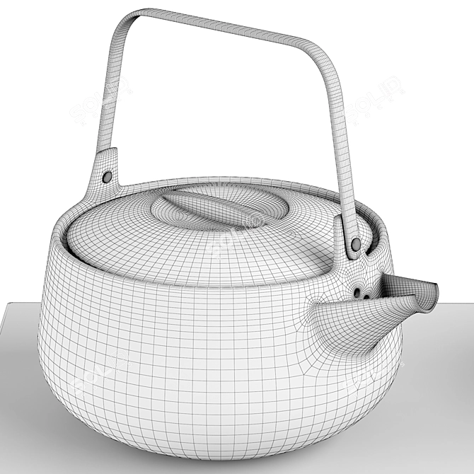 Sleek Steel Coffee Teapot Set 3D model image 4