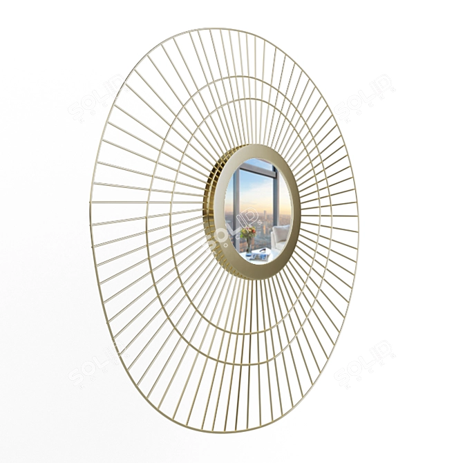 Elegant Brass Sun Mirror: Spyk GFB159 3D model image 1