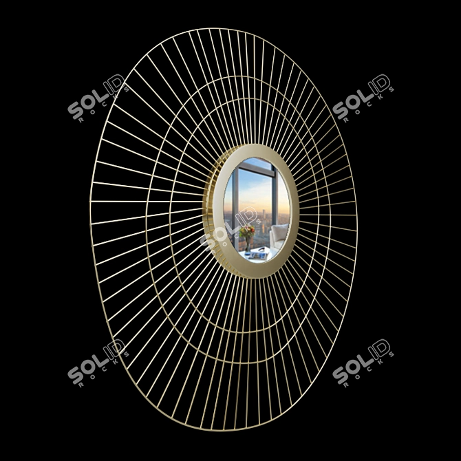 Elegant Brass Sun Mirror: Spyk GFB159 3D model image 3