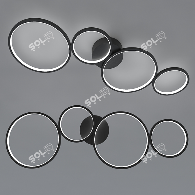 Modern Geometric Ring Trio 3D model image 1