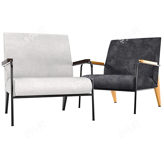 Elegant Prouve Salon Armchair 3D model image 4