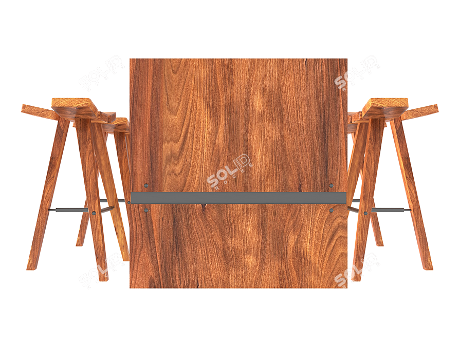 Clover Bar Table and Chairs Set 3D model image 1