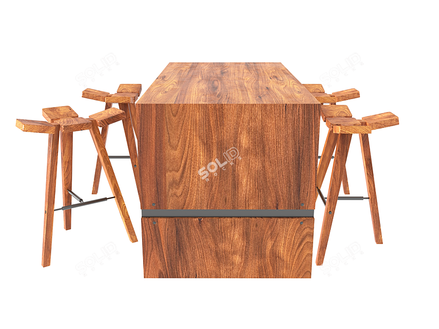 Clover Bar Table and Chairs Set 3D model image 2