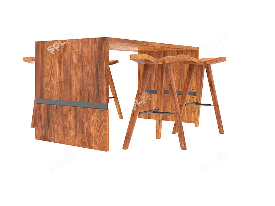 Clover Bar Table and Chairs Set 3D model image 3