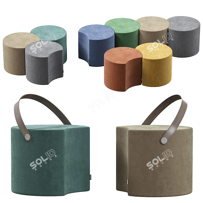 Modular Round Fabric Pouf 3D model image 1