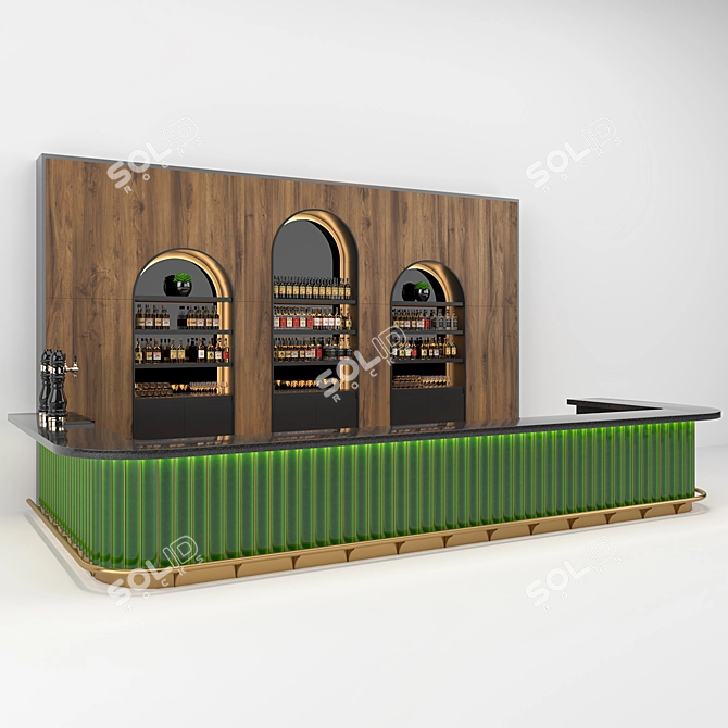 Emerald Ceramic Tiles Bar Set 3D model image 1