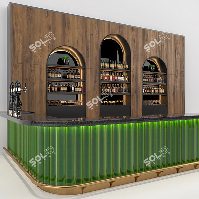 Emerald Ceramic Tiles Bar Set 3D model image 3