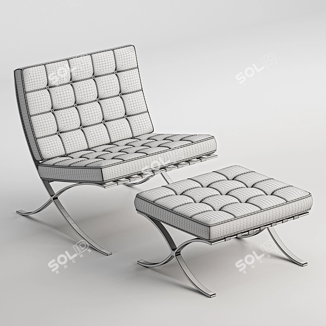 Sleek Barcelona Chair: Elegant Modern Design 3D model image 3