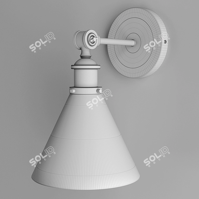 Vintage-inspired Warm Brass Wall Sconce 3D model image 2