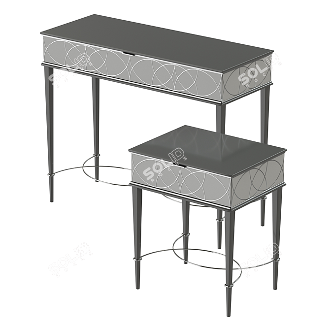 Versatile Light & Dark Console Bedtable 3D model image 2