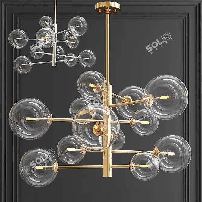 Antique Brass Chandelier - Elegant Illumination for your Space 3D model image 1