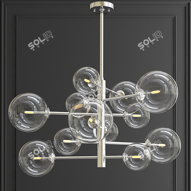 Antique Brass Chandelier - Elegant Illumination for your Space 3D model image 2